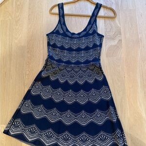 Bcbg maxazria Blue Lace Pattern Dress size medium